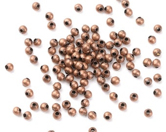 100pcs of Antique Copper Plated Ball Spacer Beads 4mm Round Metal beads(No. CPSP677)