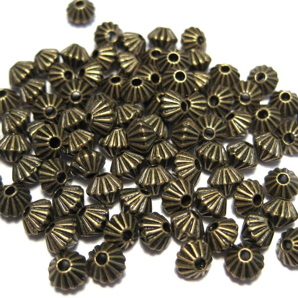 100pcs of Antique bronze Bicone Spacer Metal Beads 4mm(No.BZSP526)