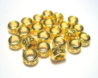 50pcs of Patterned Gold Tone Spacer Beads 6x3mm Large Hole Spacer Beads(No. GSB1131)