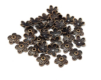 30pcs of Antique Copper Plated Flower Bead Caps 10mm(No. CPCAP676A)