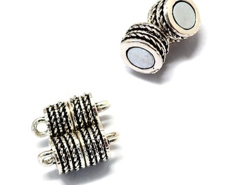 2 Sets Antique Silver Plated Column Magnetic Clasps(No. MGC2298)