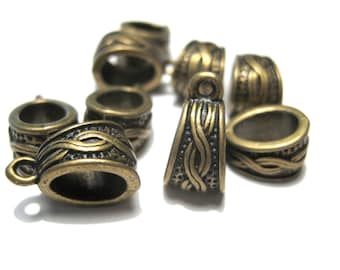 10 Antique Bronze Plated Bails: Infinity Symbol Beads (14x7mm) (No. ABB1057)