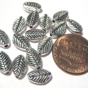 20pcs of Antique Silver Leaf Spacer Beads 9mm Metal beadsNo.SSPC1282 image 2