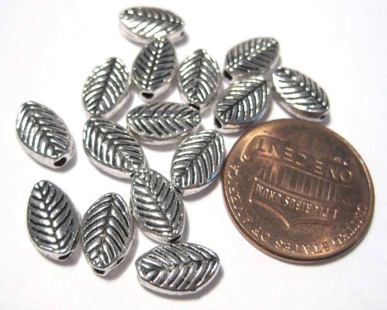 20pcs of Antique Silver Leaf Spacer Beads 9mm Metal beadsNo.SSPC1282 image 2