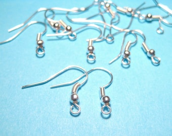 100pcs of Bright Silver Plated Ear Wire Earrings Hooks 18mm(No. EW1219)