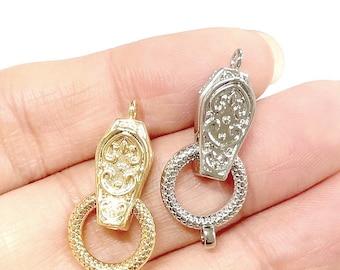 Brass Fold Over Magnetic Clasp: 28mm Buckle Clasp , 1.5mm Hole