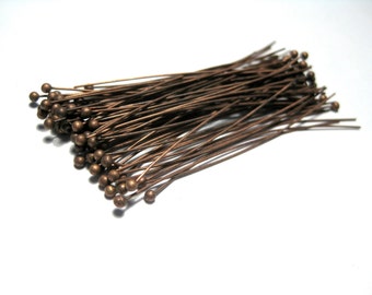 100pcs of Antique Copper Ball Head Pins 50mm inches 23Ga Ball Pins (No.437)