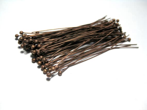 100 Antique Copper Plated Ball Head Pins 50mm, 23Ga( No. 5815)