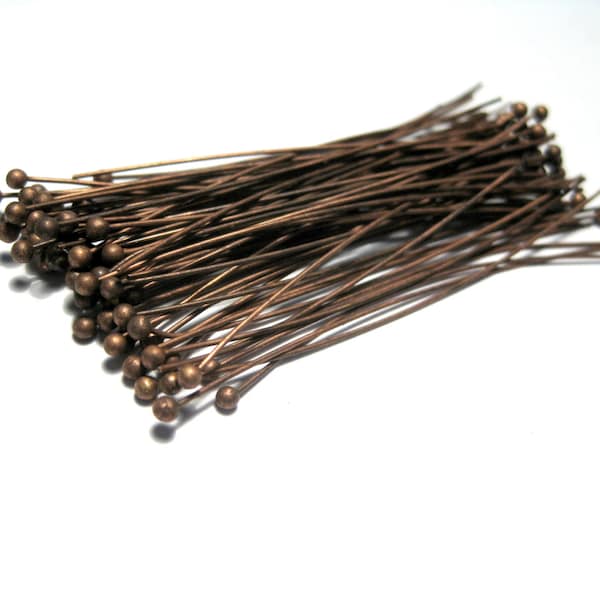 100pcs of Antique Copper Ball Head Pins 50mm inches 23Ga Ball Pins (No.437)