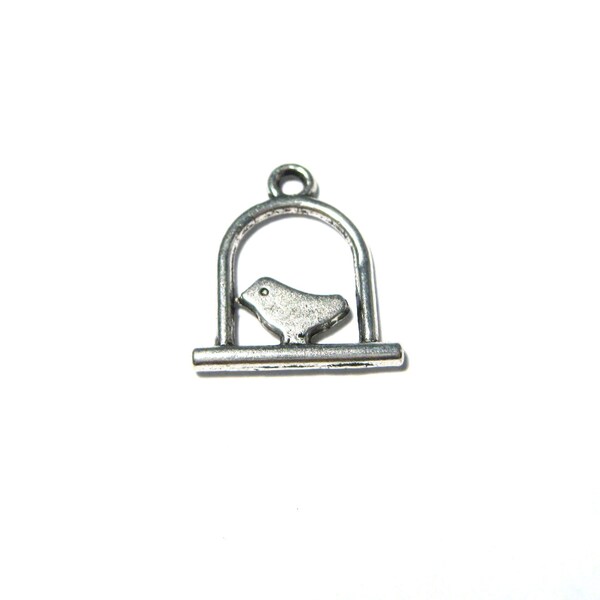 10pcs of Antique Silver Bird Cage Charms Pendants Double Sided 3D 17mm(No.CM173)