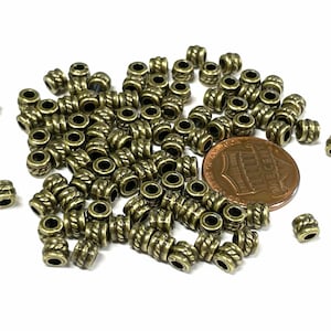 100pcs of Antique Bronze Tube Column Spacer Beads 4mm(No. CPS2172)