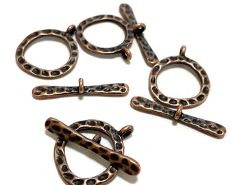 5 sets Antique Copper Circle Ring Toggle Clasps(No. TGCLS820