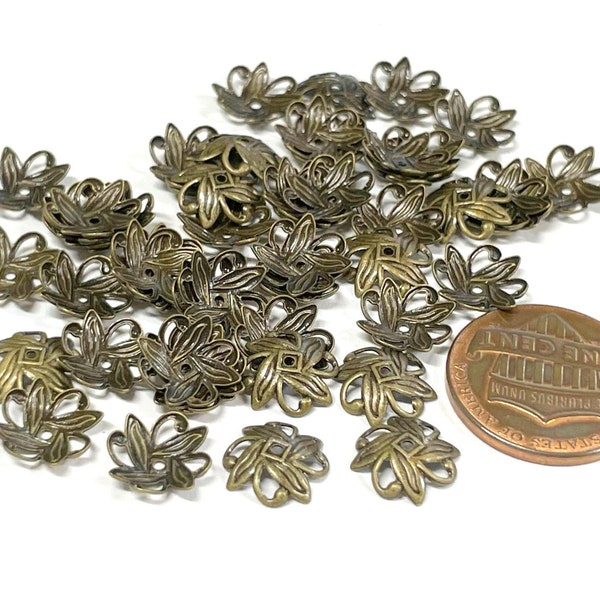 50pcs of Antique Bronze Filigree Bead Caps 10mm(No. BBCP2169)