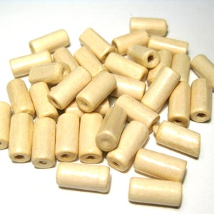 50pcs of Nature Color Tube Wood Spacer Beads 12x6mm Wood Beads