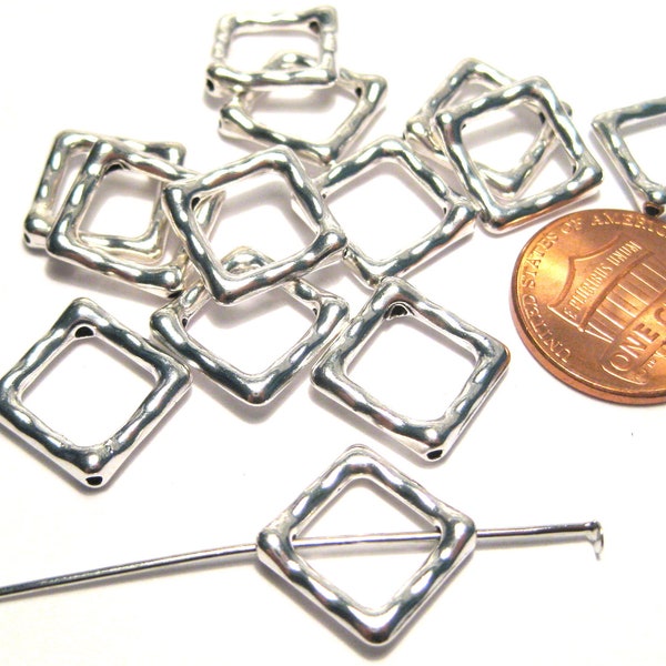 10pcs of Bright Antique Silver Square Bead Frames(No. BFS989)