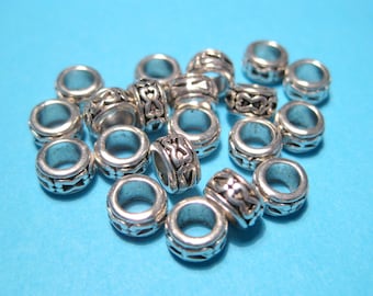 30 Antique Silver Patterned Spacer Beads 6mm Large Hole Beads(No.SSPC1311)