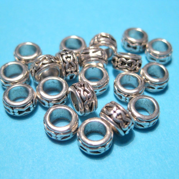 30pcs of Patterned Antique Silver Spacer Beads 6x3mm Large Hole Spacer Beads(No.SSPC1311)