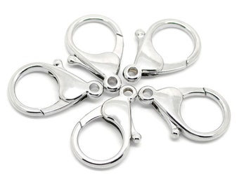 5pcs of Large Silver Lobster Claw Clasps Jewelry Findings 34mm(No. LBCLS717)