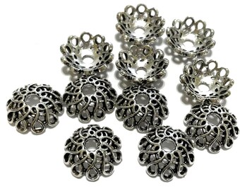 100 個 - 明るいシルバーメッキビーズキャップ 14 mm。 - Etsy 日本