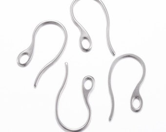 10pcs of 304 Stainless Steel Silver Ear Wire Earrings Hooks(No. STG977)