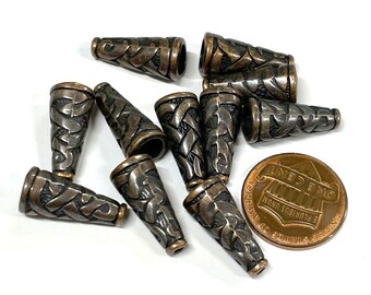 10 Antique Copper Cone Bead Caps: Tassel End Caps (18x8mm)(No. CPCAP594)