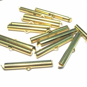 10pcs of Raw Brass Slide On End Clasp Tubes Slider End Caps(No. BSP1590)