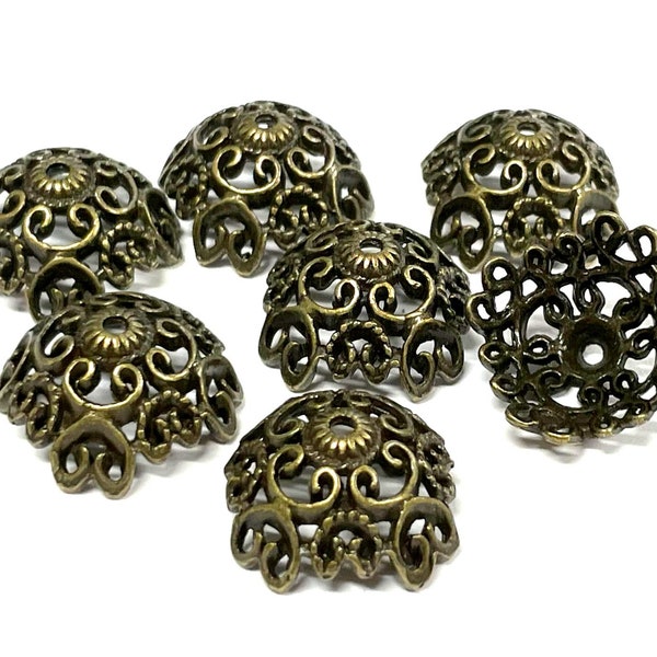 6pcs of Antique Bronze Large Tassel Caps Cone Bead Caps(No.BZCP499)