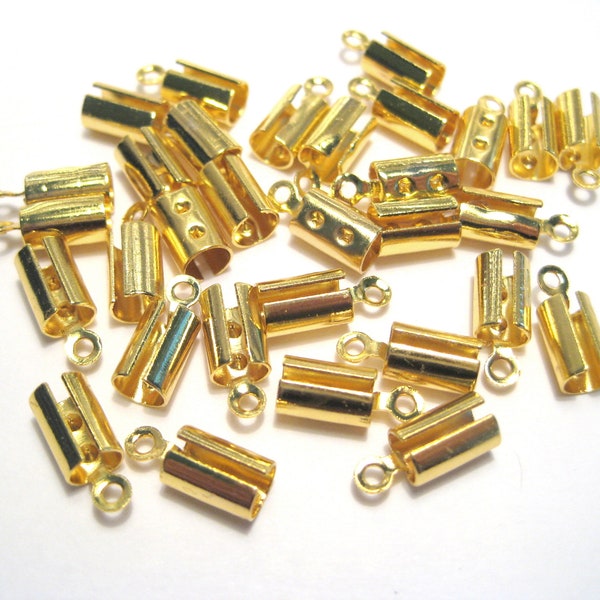 20pcs of Gold Plated Cord Crimp End Caps 11mm Folding Crimp Ends (No. TGCLS840)