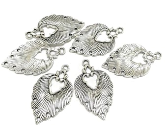 4pcs of Antique Silver Plated Leaf Chandelier Connector Links Earring Components(No.CM257)