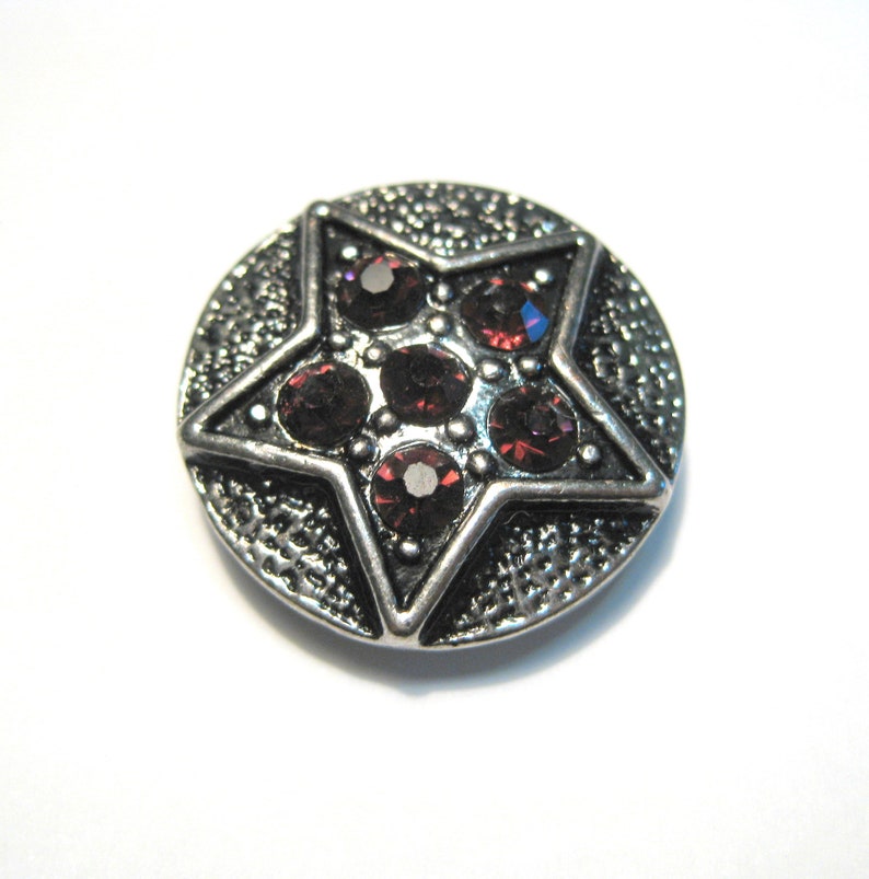 No.16 1pc of Star Round Snap Button Charms With Dark Amethyst Rhinestones Knob Size 5~5.5mm