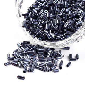 20 Grams Prussian-Blue Bugle Seed Beads: Opaque Pearl Luster, 4mm