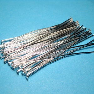 100pcs of Bright Silver Plated Head Pins 50mmx0.7mm 2''21 gauge (No.065)