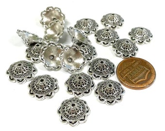 20 pcs Antique Silver Bead Caps Cone Caps 14mm (No.BCP333)