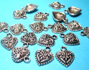 10pcs of Antique Silver Heart Charms pendants 14mm(No.CM203)
