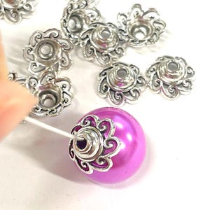 10pcs of Antique Silver Plated Flower Bead Caps 12mm (No. BCP2506)