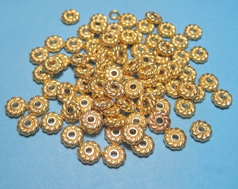 100pcs de perles en métal d'espacement d'or brillant 6x2mm (No.GS1773)