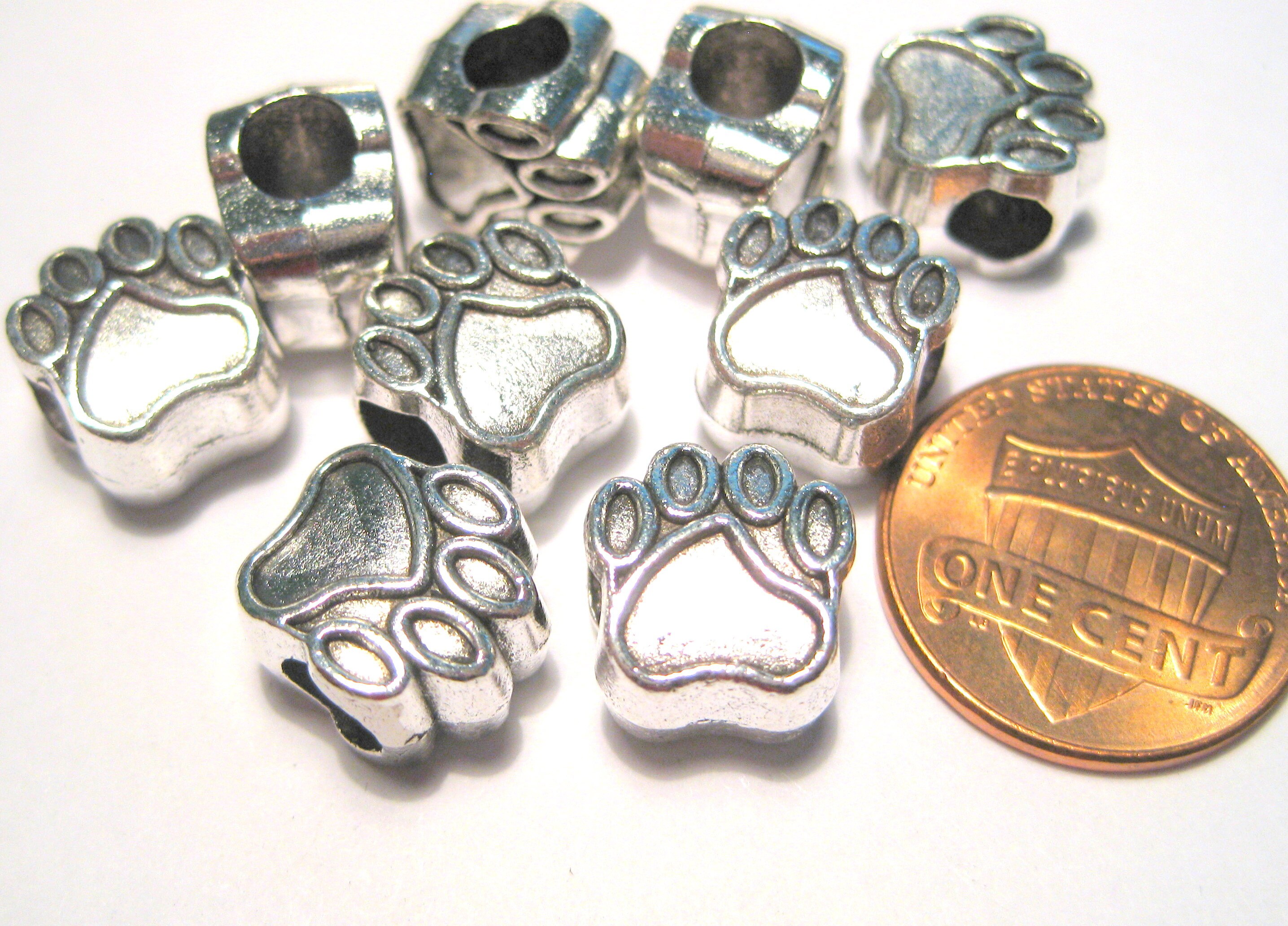 Paw Print Charm - 925 Sterling Silver Dangle Bead For European Bracelets (Large Hole)