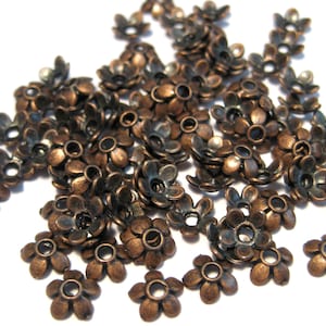 100pcs of Antique Copper Flower Bead Caps 6mmNO. CPCAP597 image 1