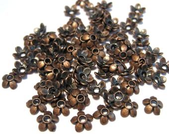 100pcs of Antique Copper Flower Bead Caps 6mm(NO. CPCAP597)