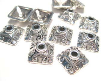 20pcs of Antique Silver Square Bead Caps 10x4mm(No.BCP407)