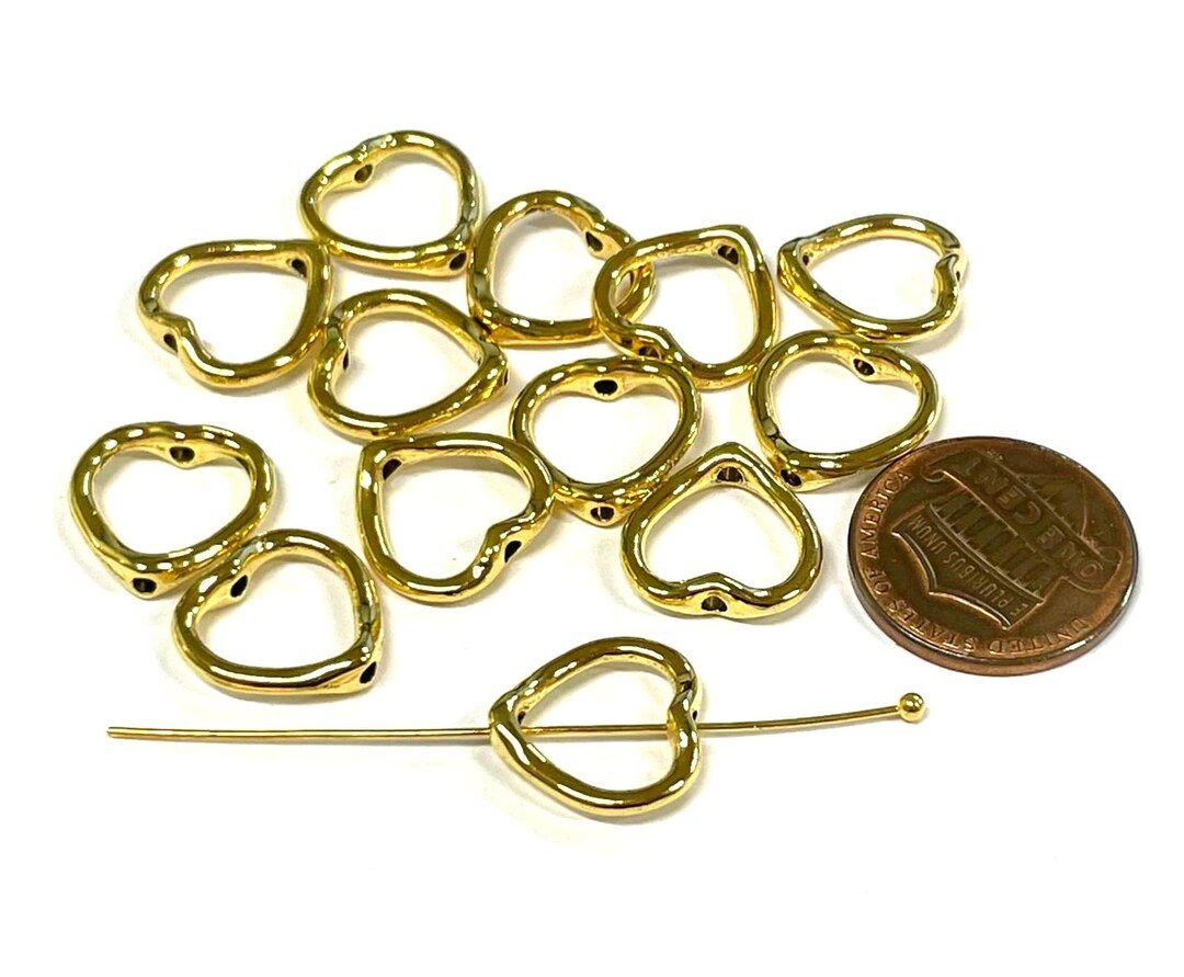 10pcs of Bright Antique Gold Metal Heart Bead Framesno. GBF1188 Etsy