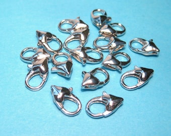 10pcs of Silver Tone Heart Lobster Claw Clasps 12x7mm(No. LBCLS720)