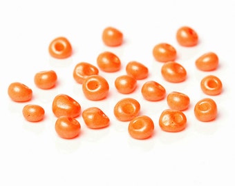 10 Grams of Orange Red 6/0 Glass Seed Beads Drop Beads