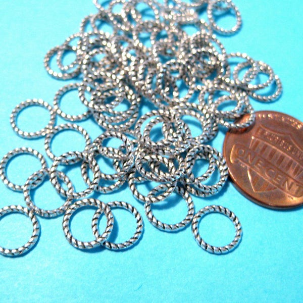 100pcs of Antique Silver Closed Round Twisted Link Connectors Rings 8mm(No. LKR919)