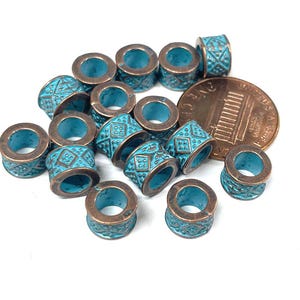 20 stuks antiek koper patina blauwe tussenkralen 8 mm (nr. SPC2390)