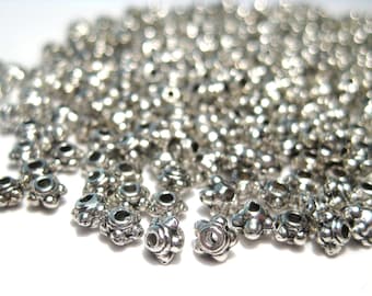 Silver W/ Crystal Rhinestone Wavy Edge Rondelle Spacer Beads - View #4