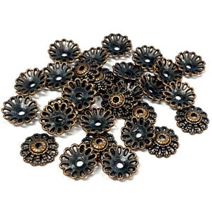 30pcs of Antique Copper Plated Flower Bead Caps (NO. CPCAP598)