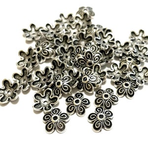 30pcs of Antique Silver Plated Flower Bead Caps(No.BCP330)