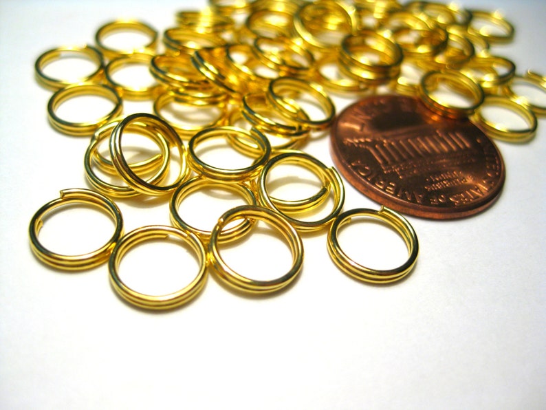 No.177 100pcs of Gold Plated Double Loops Split Open Jump Rings 8mm