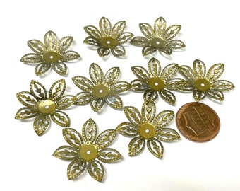 10pcs of Large Antique Bronze Filigree Flower Bead Caps(No.BZCP508)